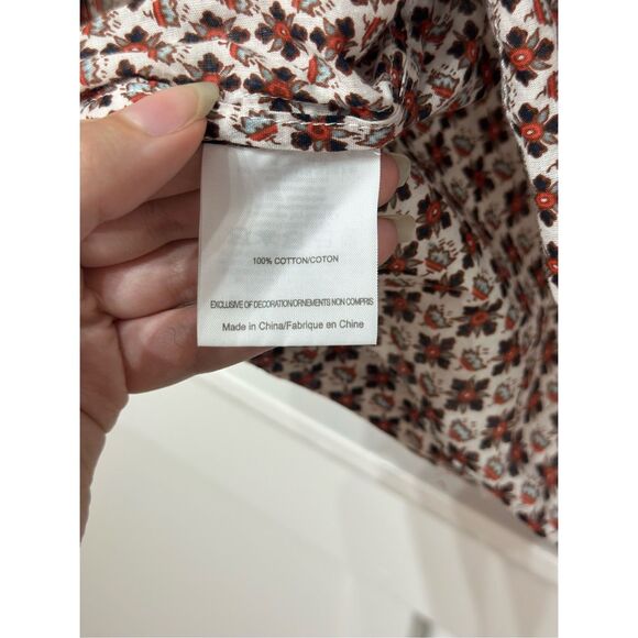 Tory Burch Boho Peasant Collar Lightweight Cotton 70s Pattern Long Sleeve Blouse - Picture 6 of 11